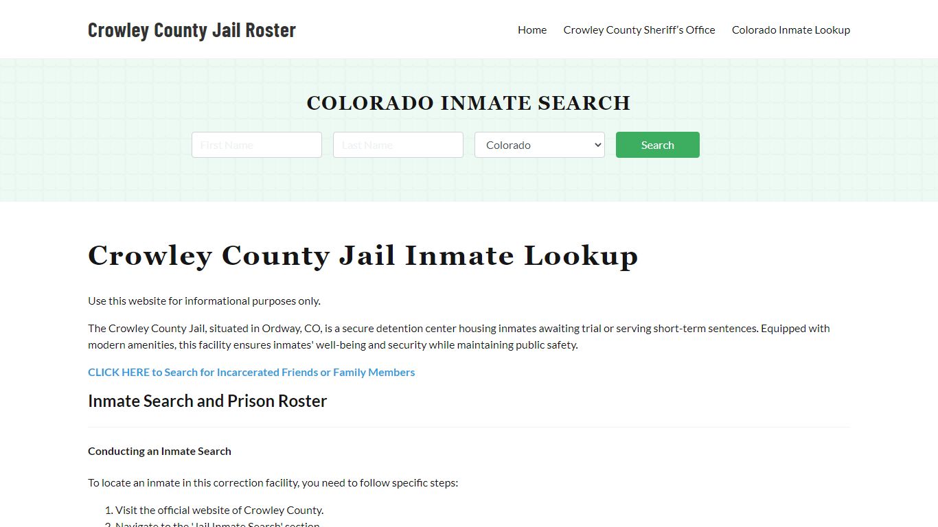 Crowley County Jail Roster Lookup, CO, Inmate Search